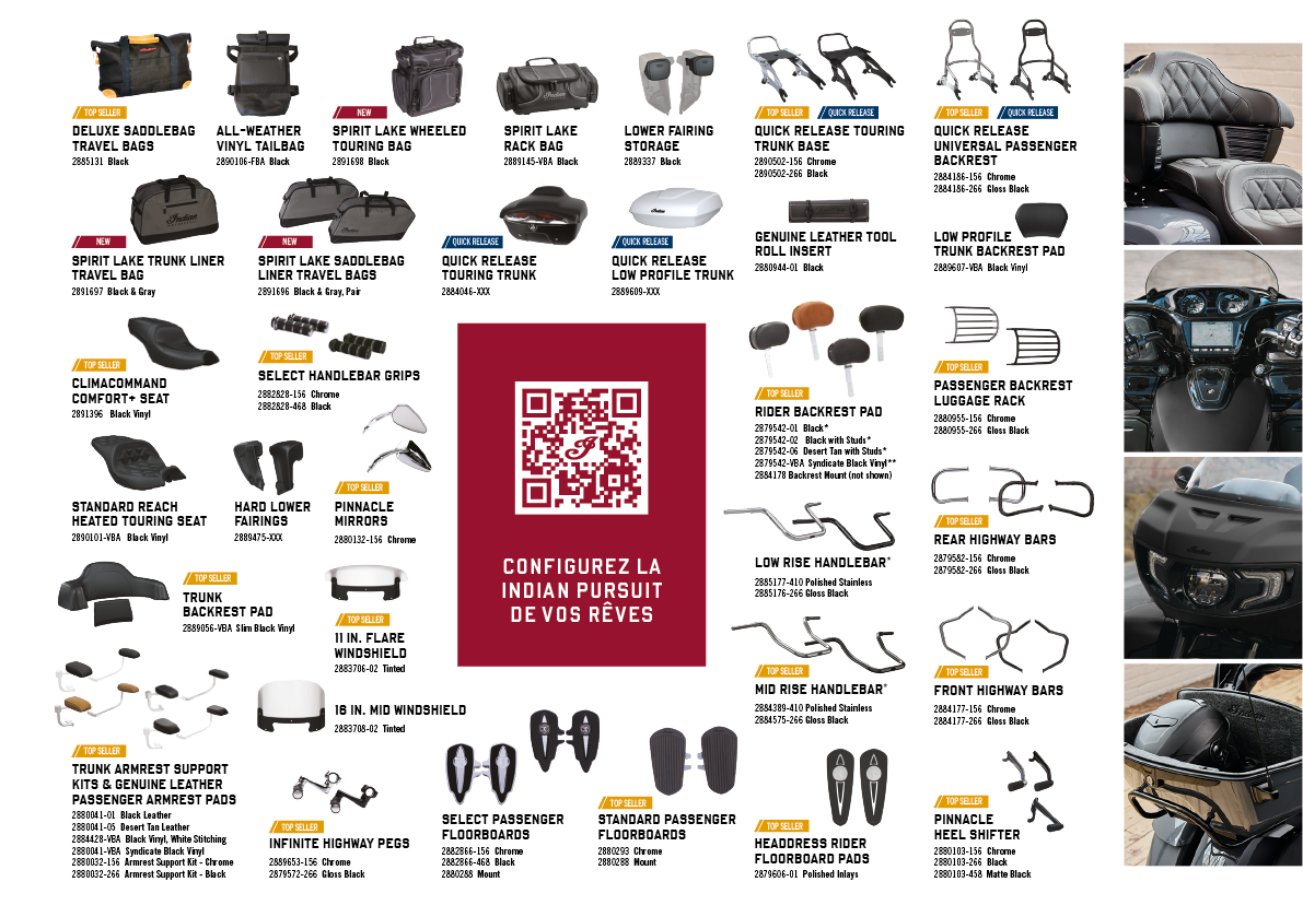 A poster displaying various motorcycle parts and accessories. AI generated content